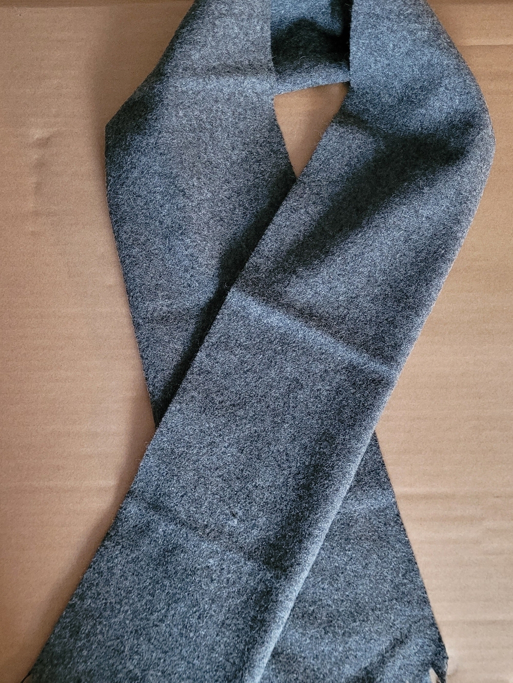 Vintage Unisex Charcoal Gray 100 % Lambs Wool Scarf WPL 9362- Winter Wrap